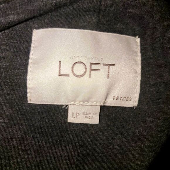 LOFT Cargo Utility Charcoal Grey Zip up & snap Removable Fur Trim Hood Petite Lg - Picture 6 of 10